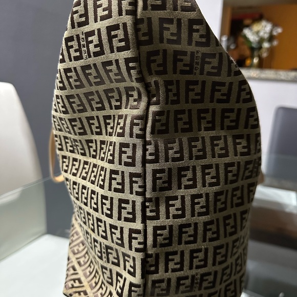 SOLD Auth FENDI Zucchino Tote Bag Beige Brown Canvas Leather 8bh026 - Picture 12 of 17